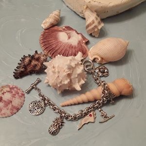 BEAUTIFUL SILVER P. CHARM BRACELET 8 " SIGNED BAK